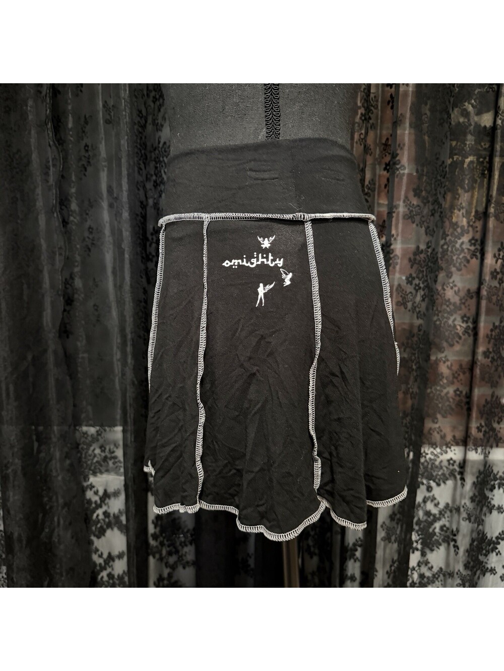 Omighty Im Okay Im Alive Fairy Grunge Contrast Stitch Mini Skirt Sz S